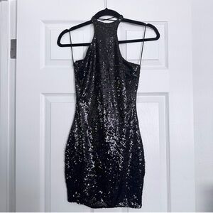 Black Sequin Dress with a Halter Top